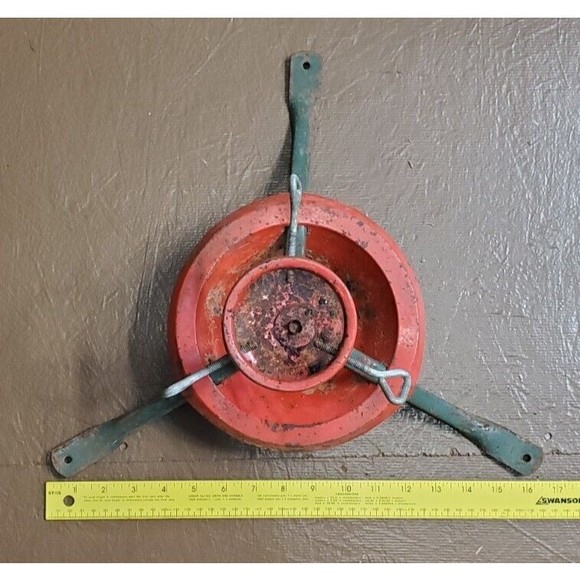 Vintage Metal Christmas Tree Stand Red & Green - Picture 2 of 10